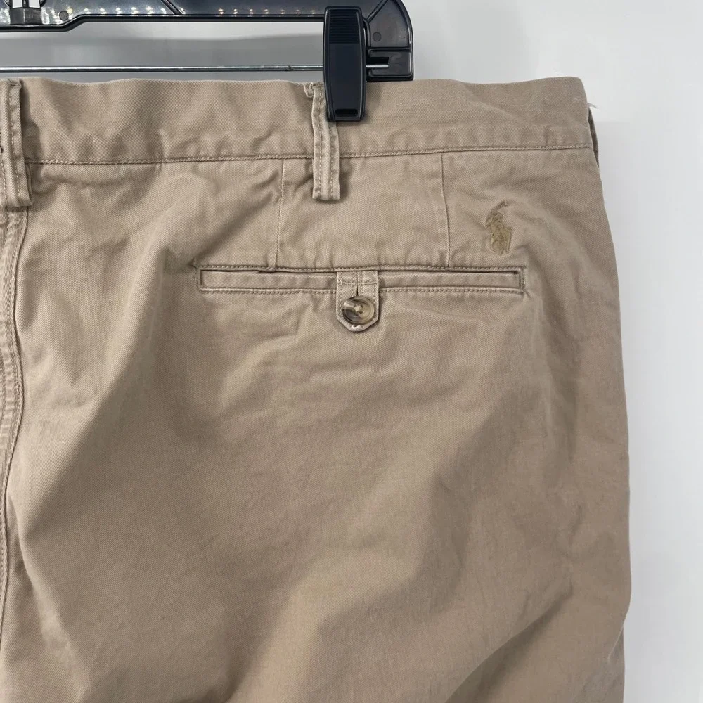 Polo Ralph Lauren Chino Pants Mens 42x32 Khaki Tan Stretch Straight Fit Classic